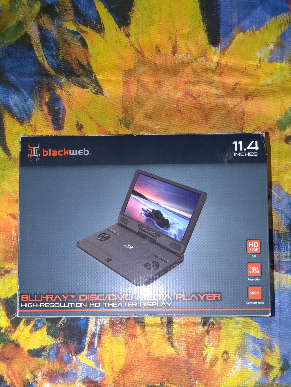 Blackweb 11.4-inch portable Blu-ray and DVD media player, model SDVD1183-BW.